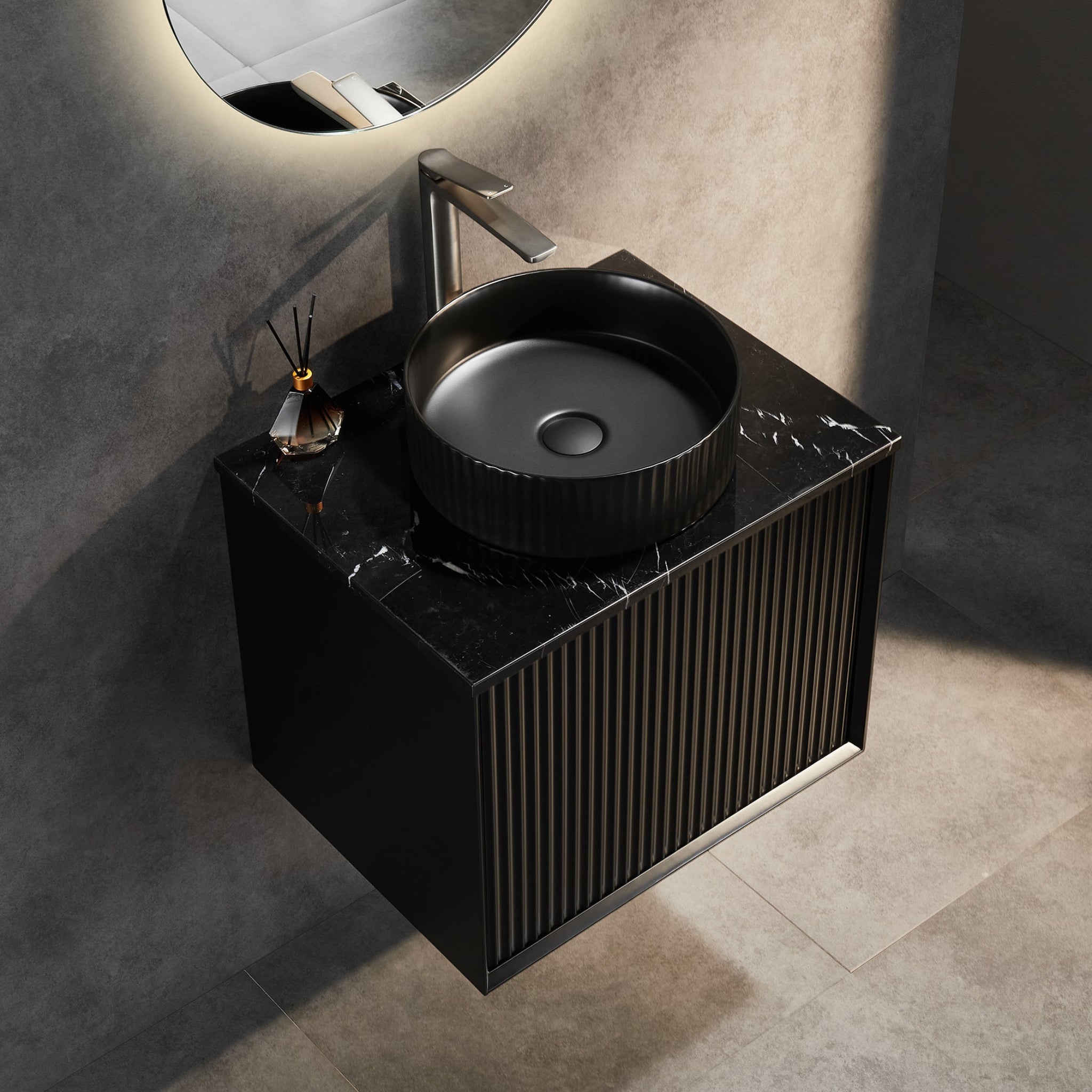 CETO KIRRIBILLI MATTE BLACK 600MM SINGLE BOWL WALL HUNG VANITY