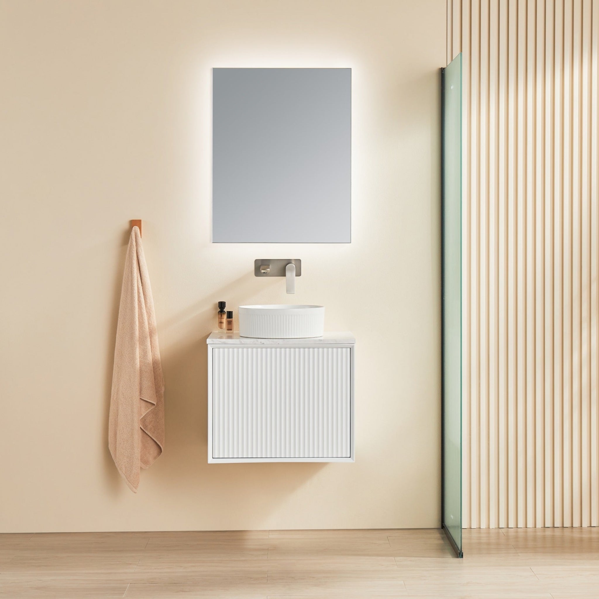 CETO KIRRIBILLI MATTE WHITE 600MM SINGLE BOWL WALL HUNG VANITY