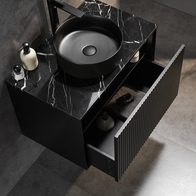 CETO KIRRIBILLI MATTE BLACK 750MM SINGLE BOWL WALL HUNG VANITY
