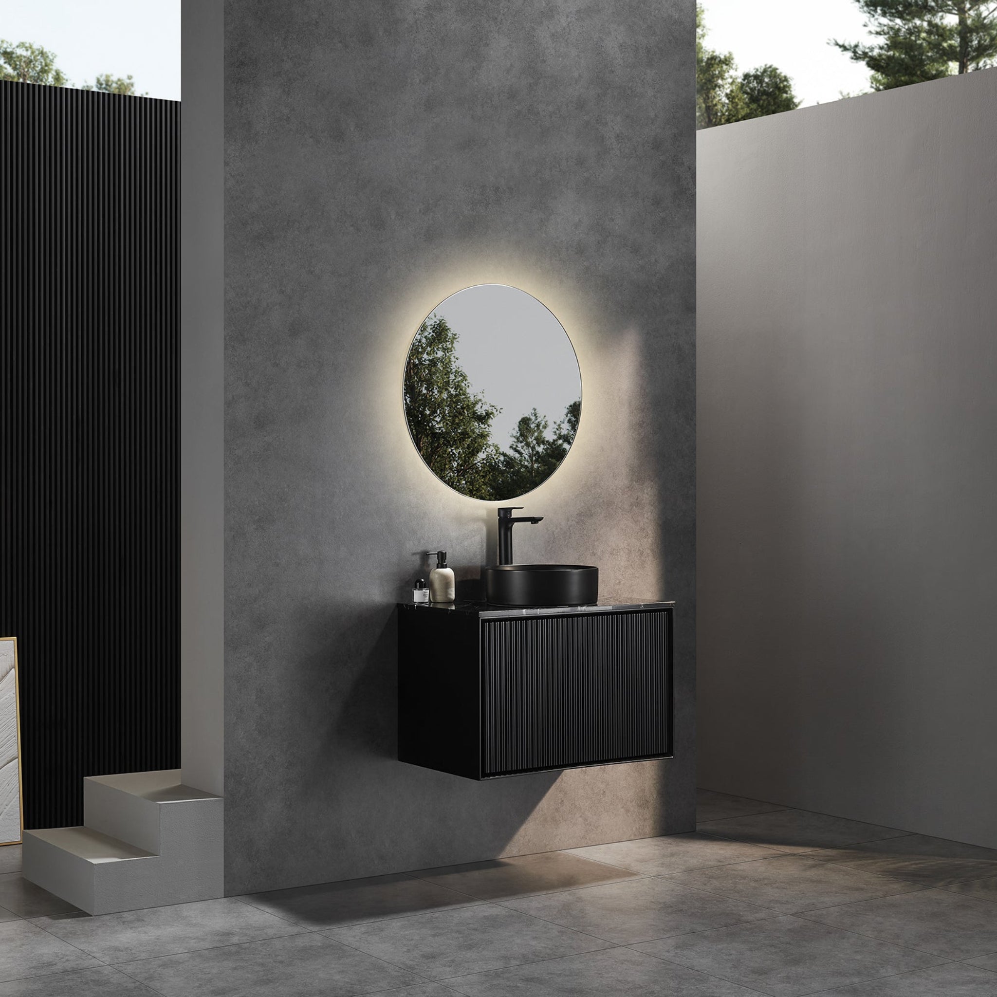 CETO KIRRIBILLI MATTE BLACK 750MM SINGLE BOWL WALL HUNG VANITY