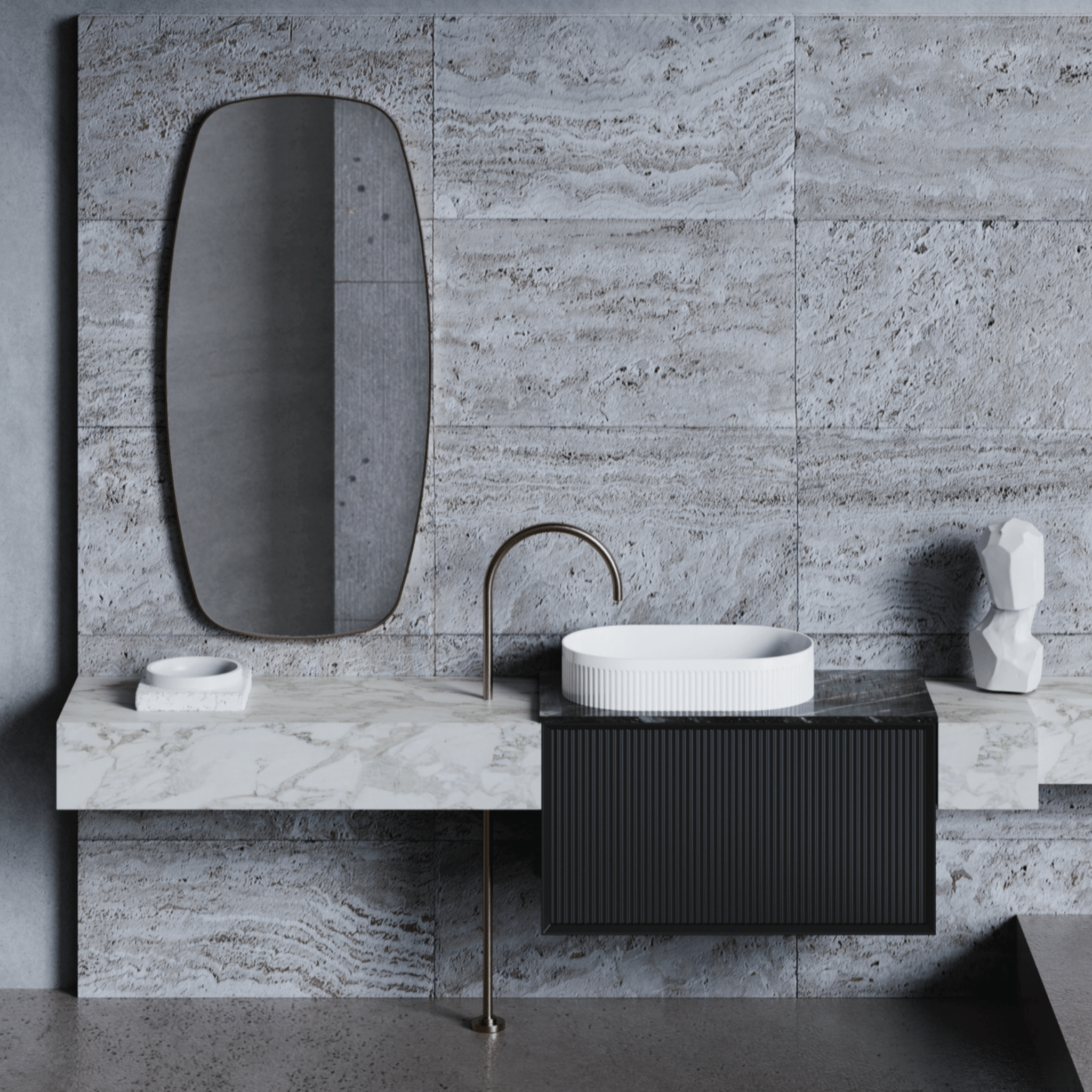 CETO KIRRIBILLI MATTE BLACK 750MM SINGLE BOWL WALL HUNG VANITY