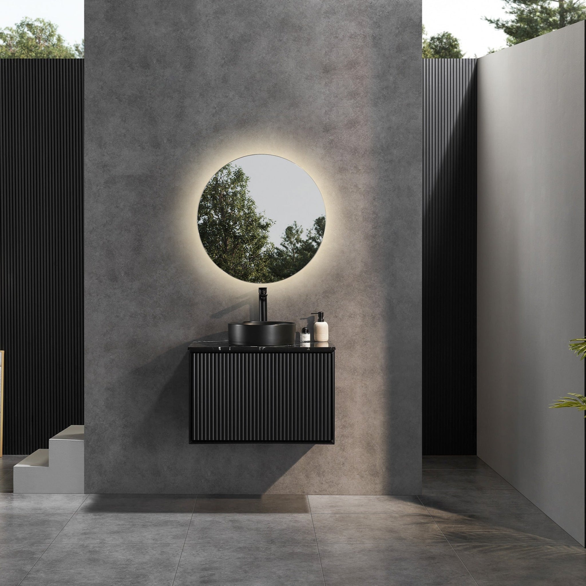 CETO KIRRIBILLI MATTE BLACK 750MM SINGLE BOWL WALL HUNG VANITY