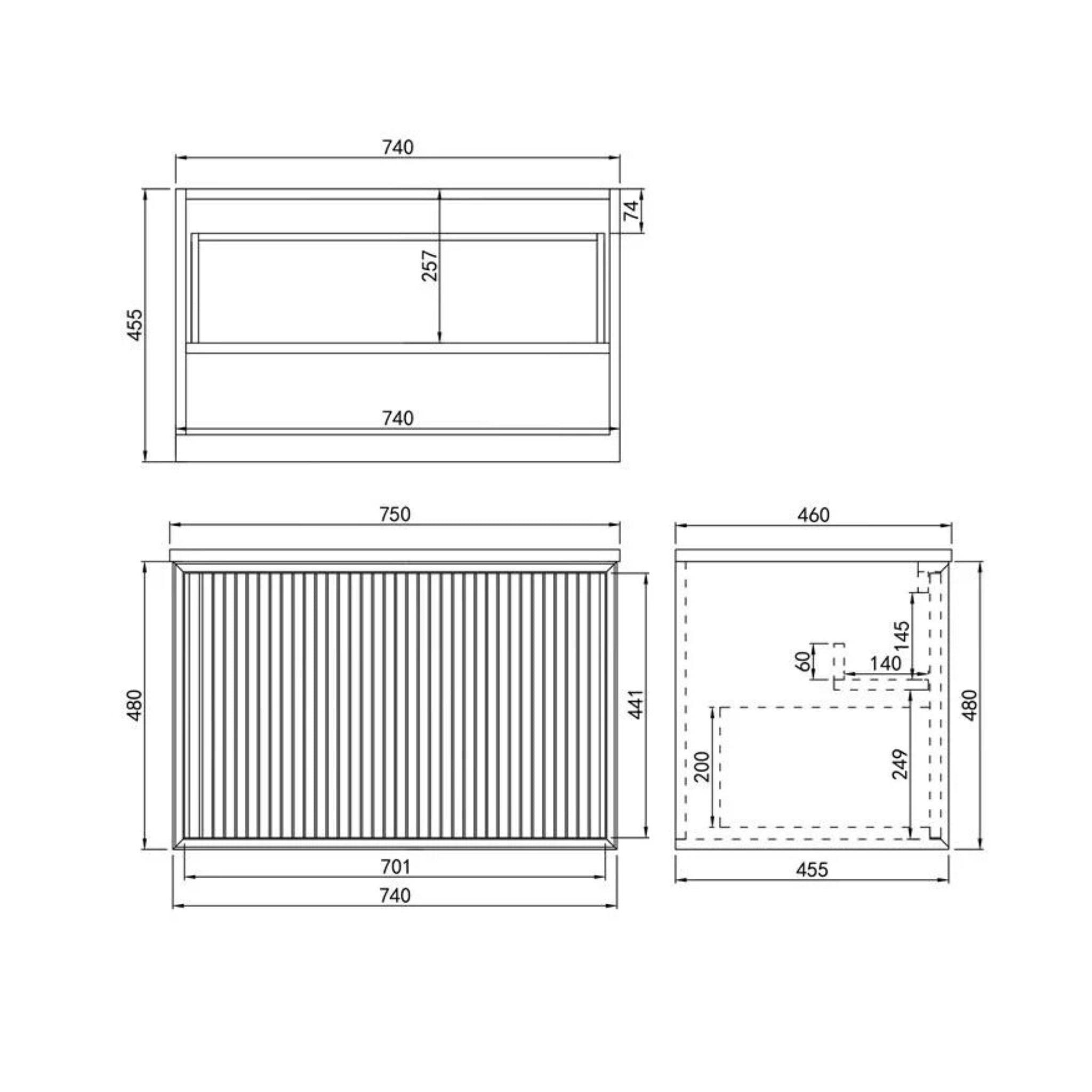 CETO KIRRIBILLI MATTE BLACK 750MM SINGLE BOWL WALL HUNG VANITY