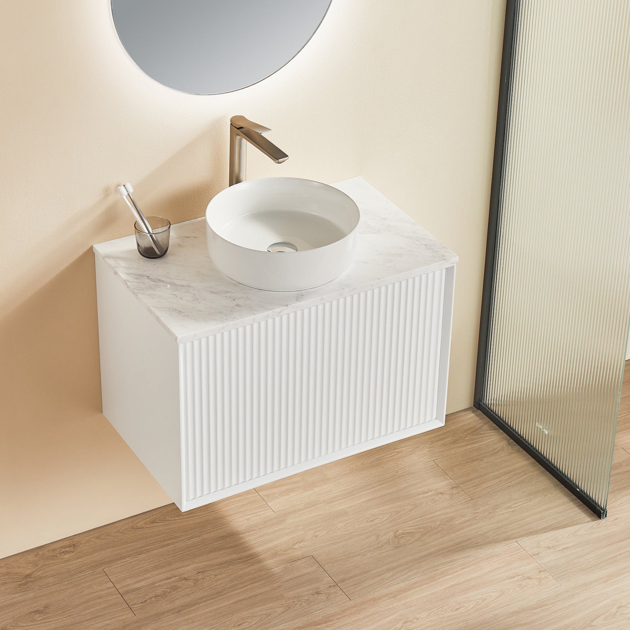 CETO KIRRIBILLI MATTE WHITE 750MM SINGLE BOWL WALL HUNG VANITY
