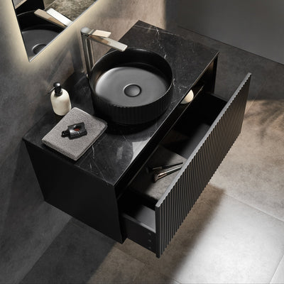 CETO KIRRIBILLI MATTE BLACK 900MM SINGLE BOWL WALL HUNG VANITY