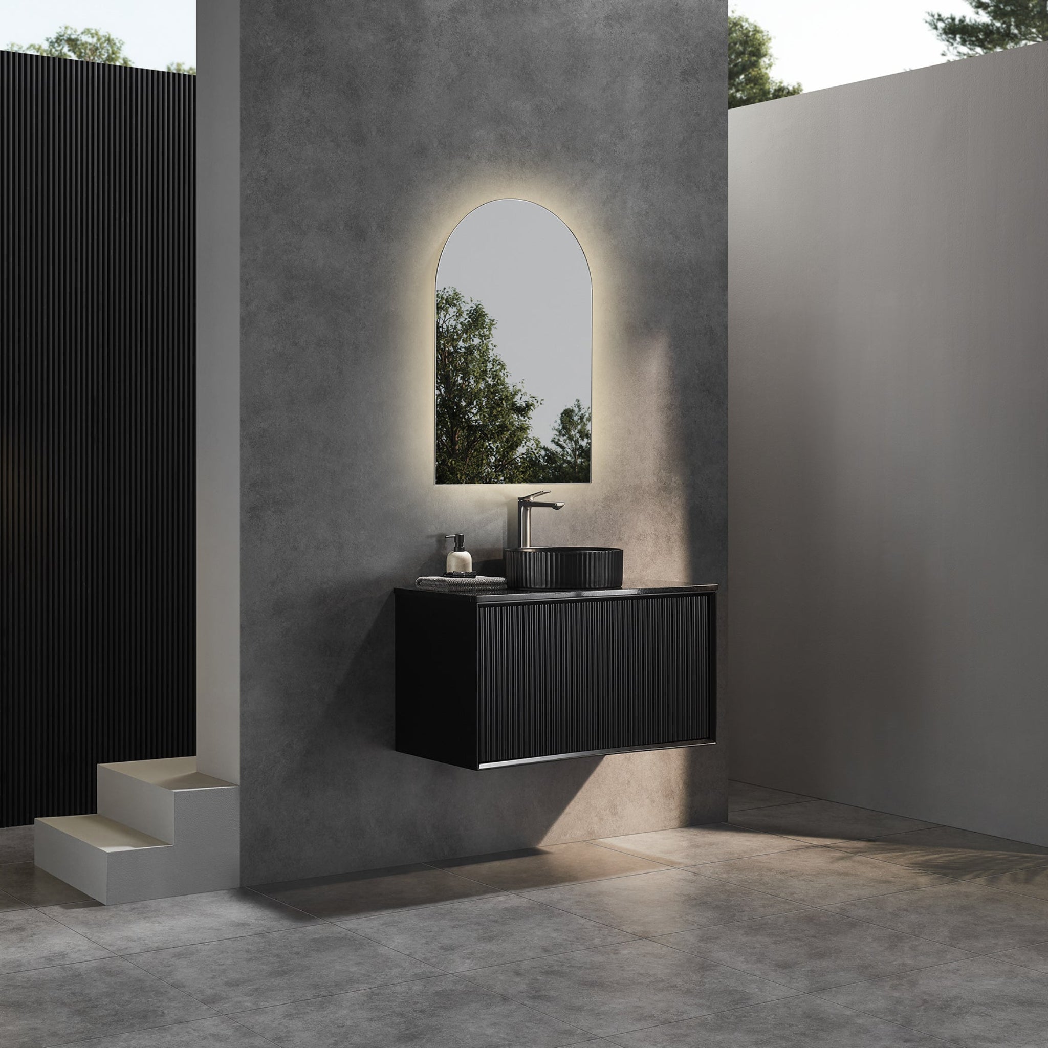 CETO KIRRIBILLI MATTE BLACK 900MM SINGLE BOWL WALL HUNG VANITY
