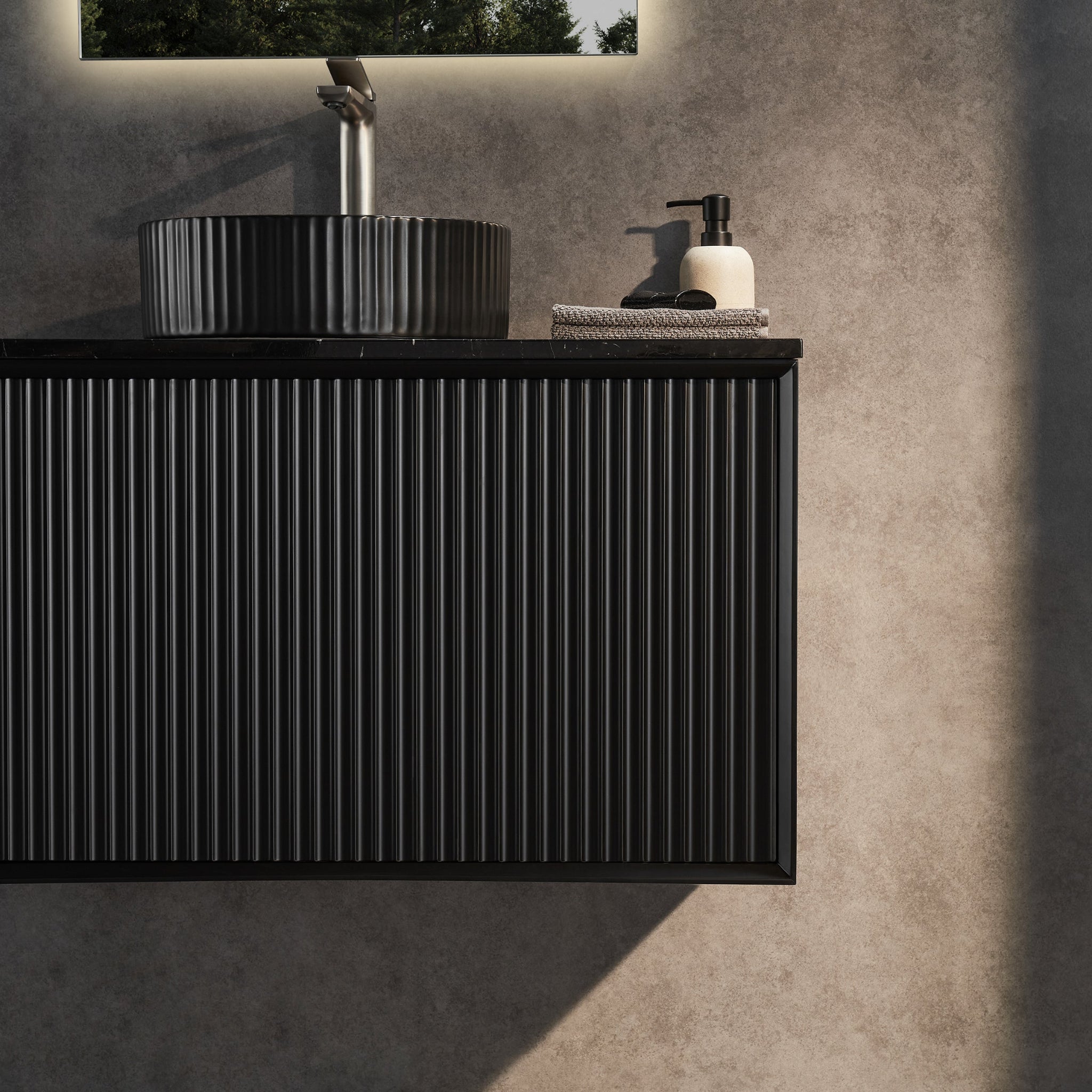 CETO KIRRIBILLI MATTE BLACK 900MM SINGLE BOWL WALL HUNG VANITY