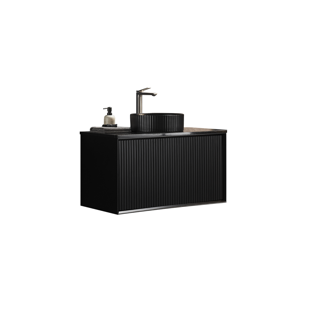 CETO KIRRIBILLI MATTE BLACK 900MM SINGLE BOWL WALL HUNG VANITY