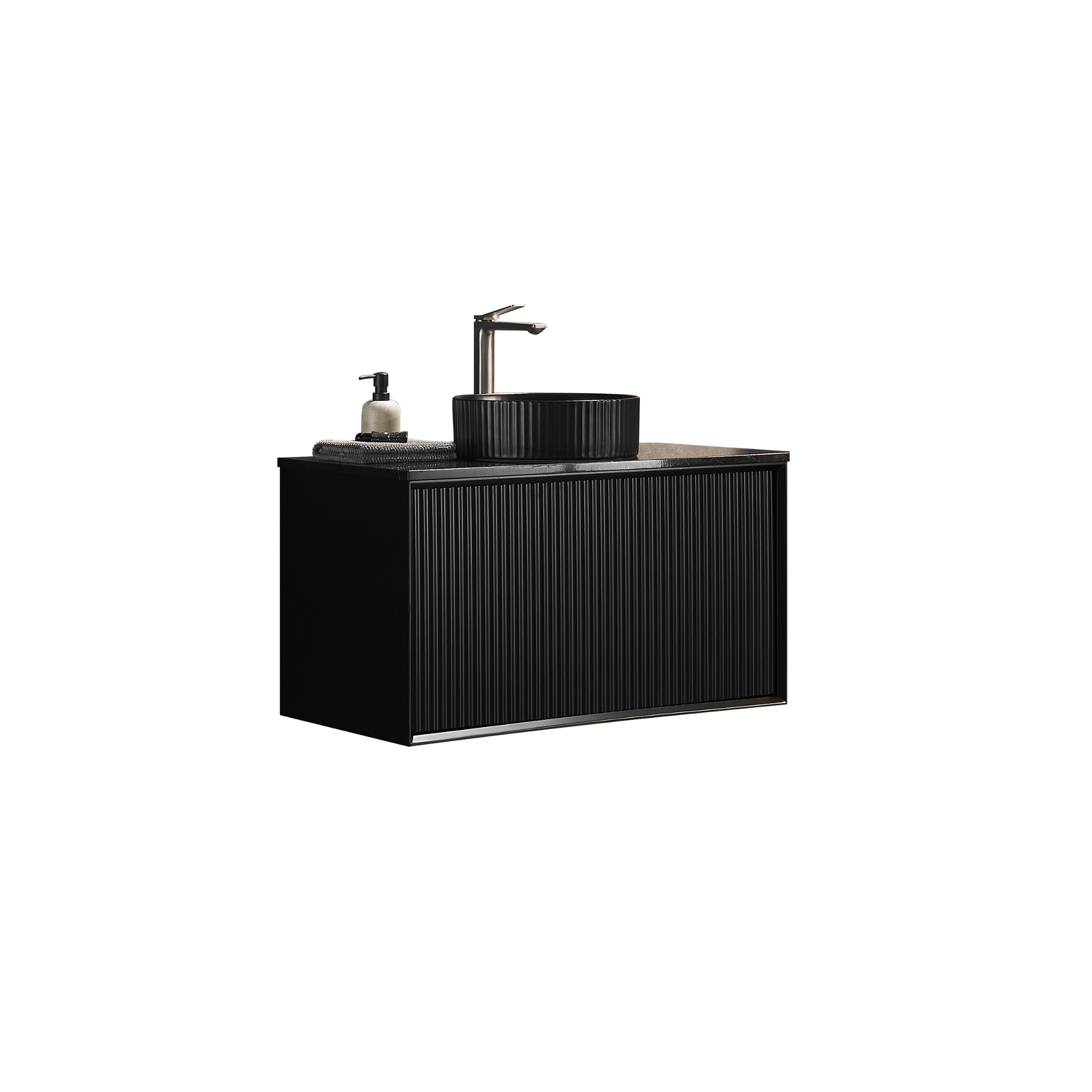CETO KIRRIBILLI MATTE BLACK 900MM SINGLE BOWL WALL HUNG VANITY