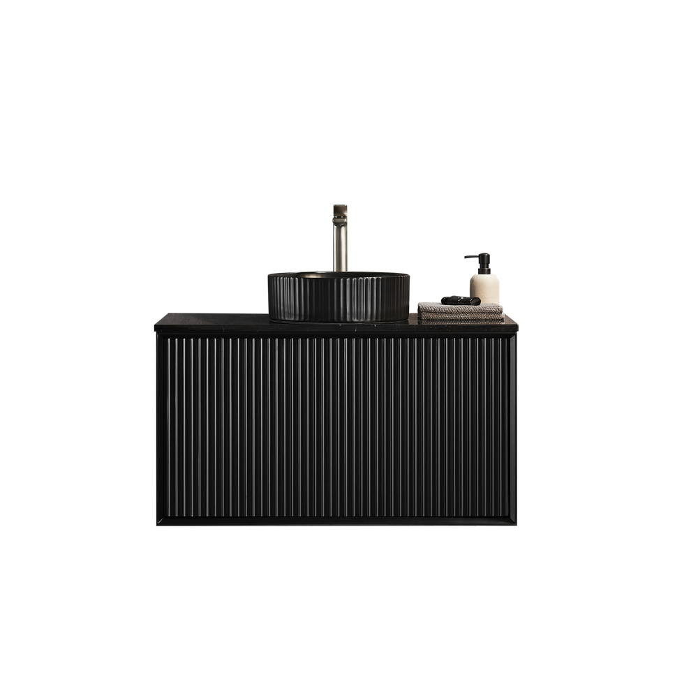 CETO KIRRIBILLI MATTE BLACK 900MM SINGLE BOWL WALL HUNG VANITY