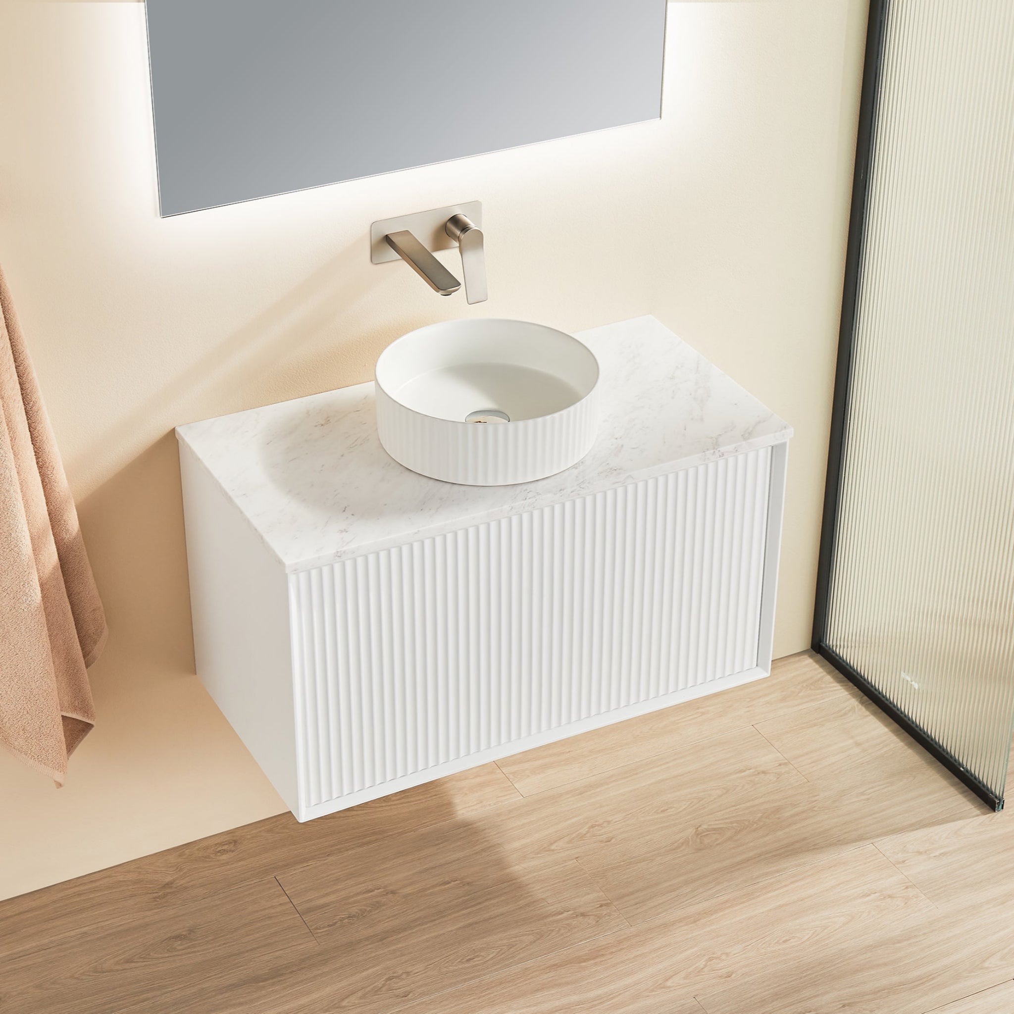 CETO KIRRIBILLI MATTE WHITE 900MM SINGLE BOWL WALL HUNG VANITY