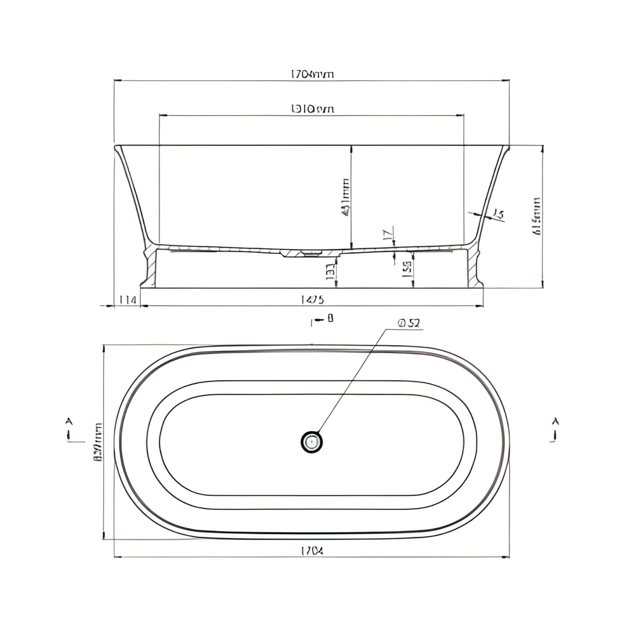 TURNER HASTINGS CLAREMONT MAGNACAST FREESTANDING BATHTUB MATTE WHITE 1704MM