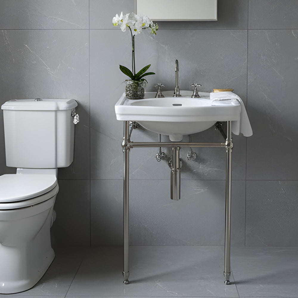 TURNER HASTINGS CLAREMONT NUOVO BASIN STAND BRUSHED NICKEL 580MM
