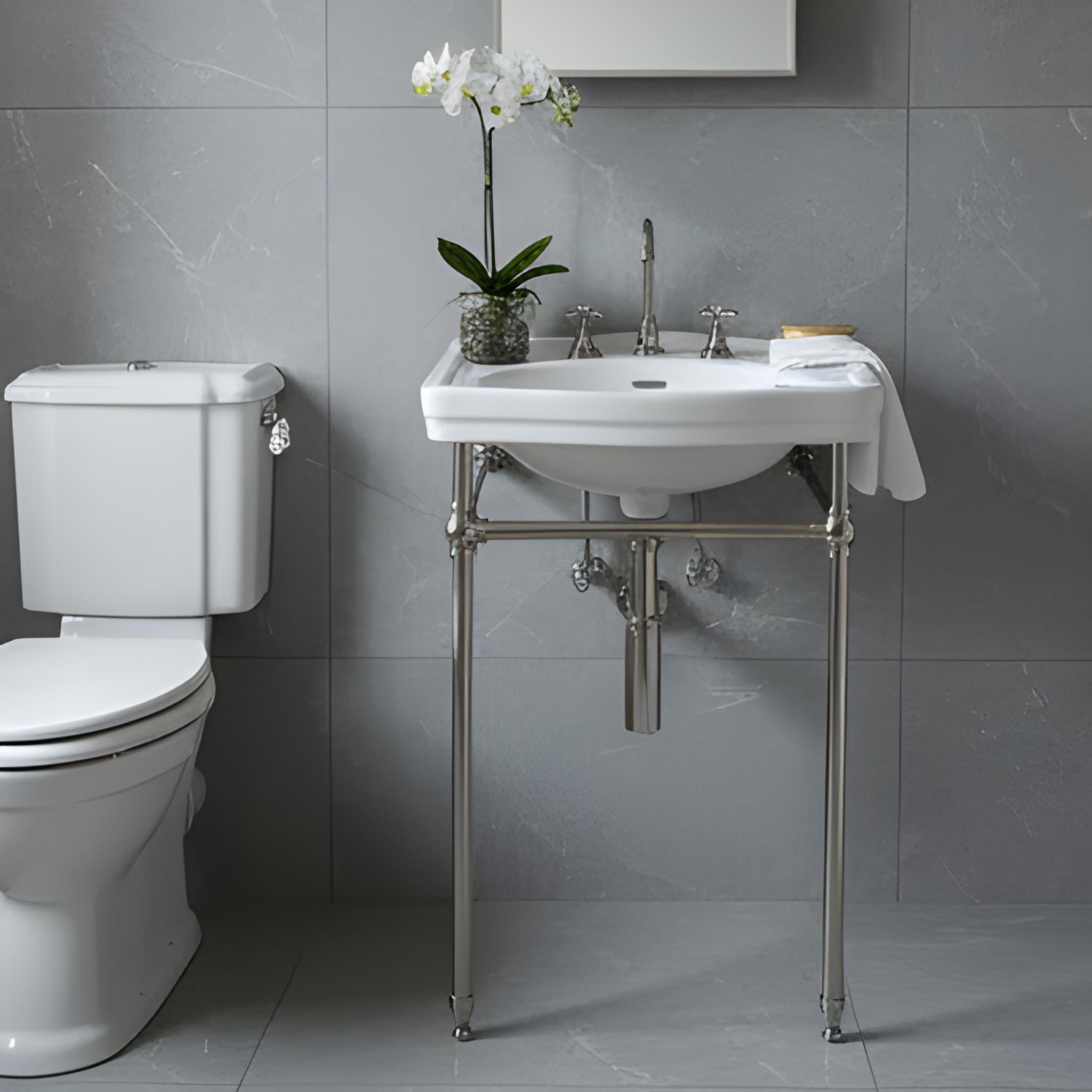 TURNER HASTINGS CLAREMONT NUOVO BASIN STAND BRUSHED NICKEL 580MM