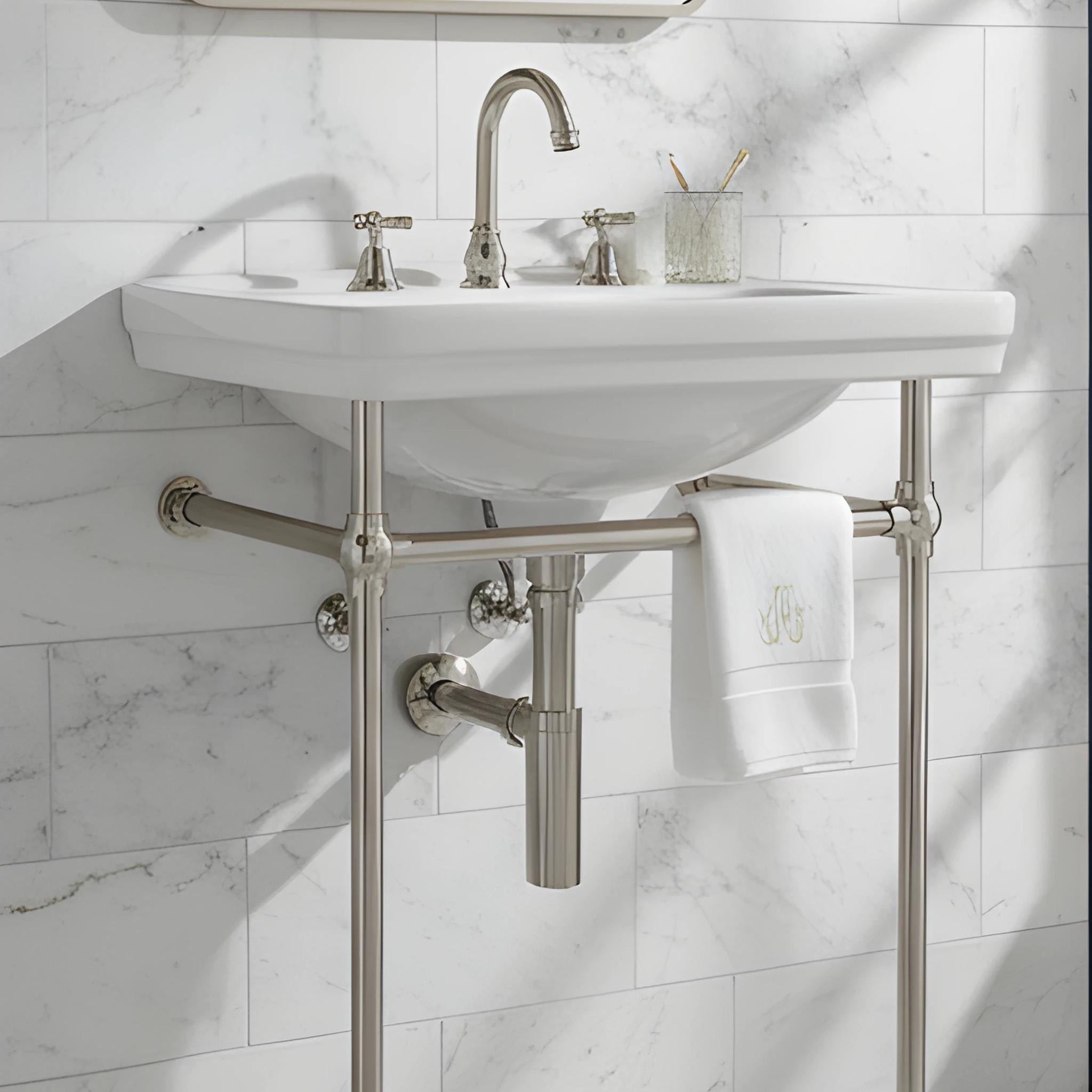 TURNER HASTINGS CLAREMONT NUOVO BASIN STAND BRUSHED NICKEL 580MM