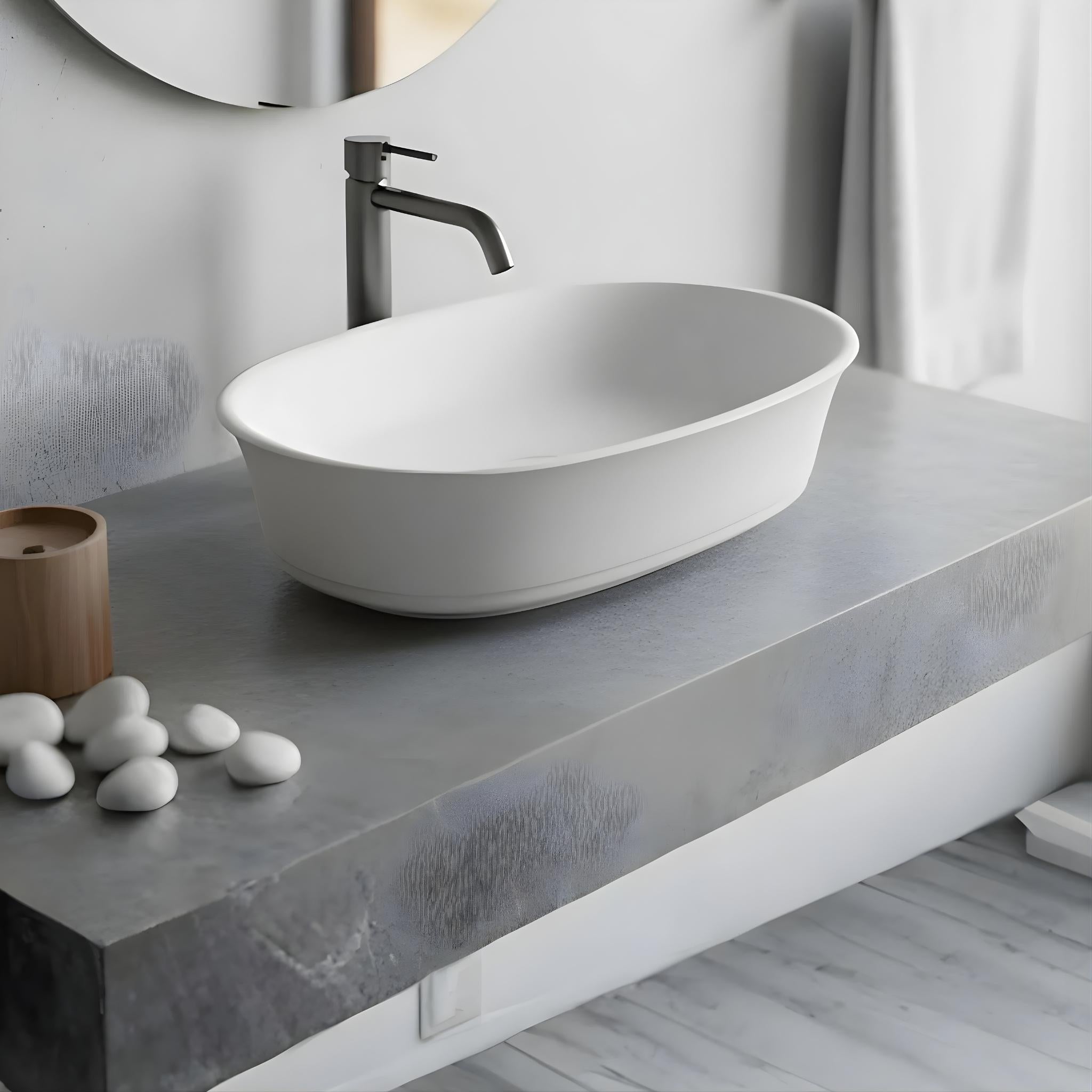 TURNER HASTINGS CLAREMONT HANDCRAFTED ABOVE COUNTER BASIN MATTE WHITE 606MM