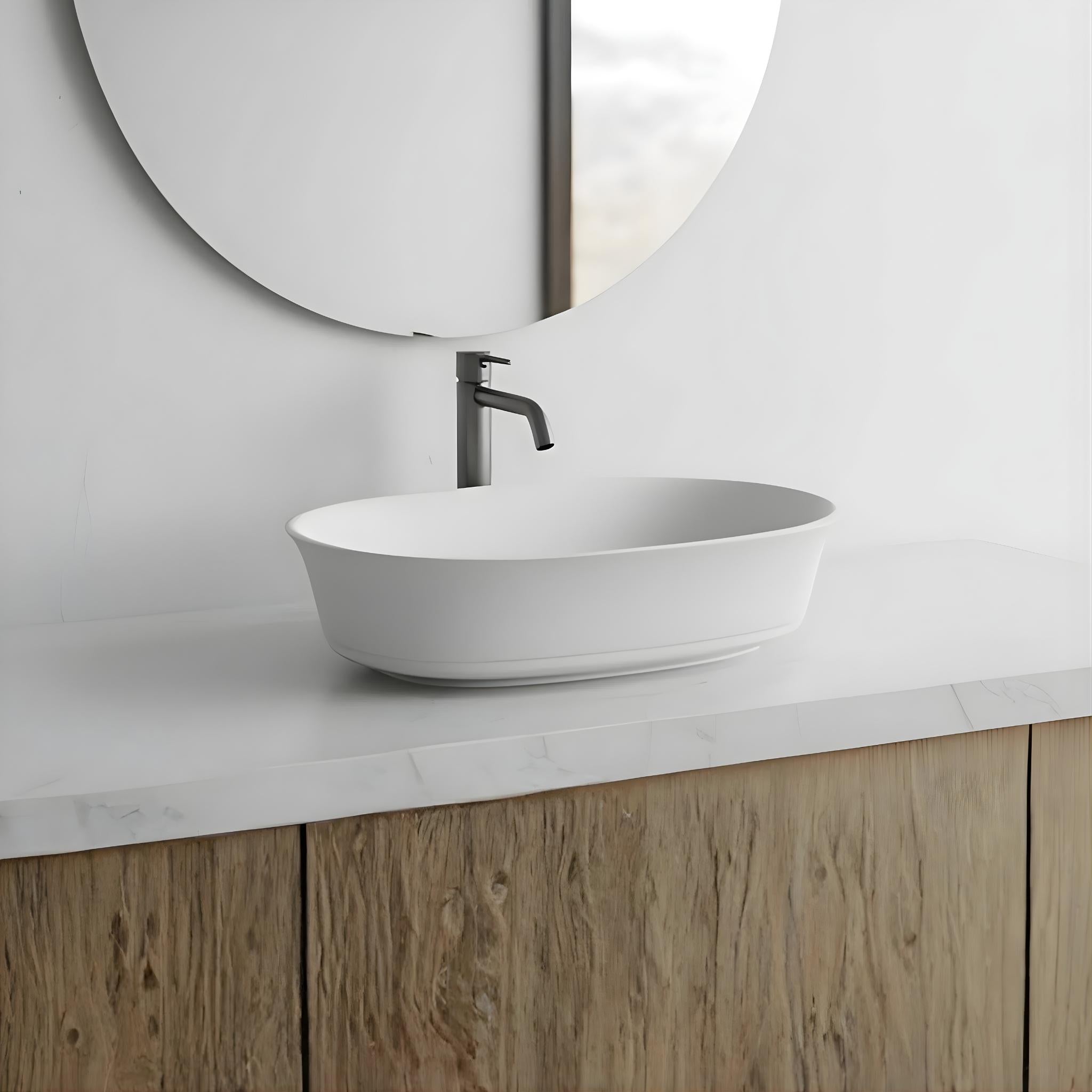 TURNER HASTINGS CLAREMONT HANDCRAFTED ABOVE COUNTER BASIN MATTE WHITE 606MM