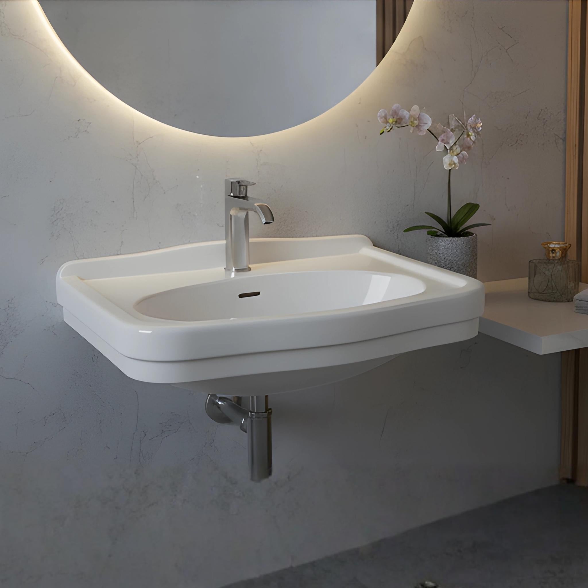TURNER HASTINGS CLAREMONT WALL HUNG BASIN GLOSS WHITE 580MM