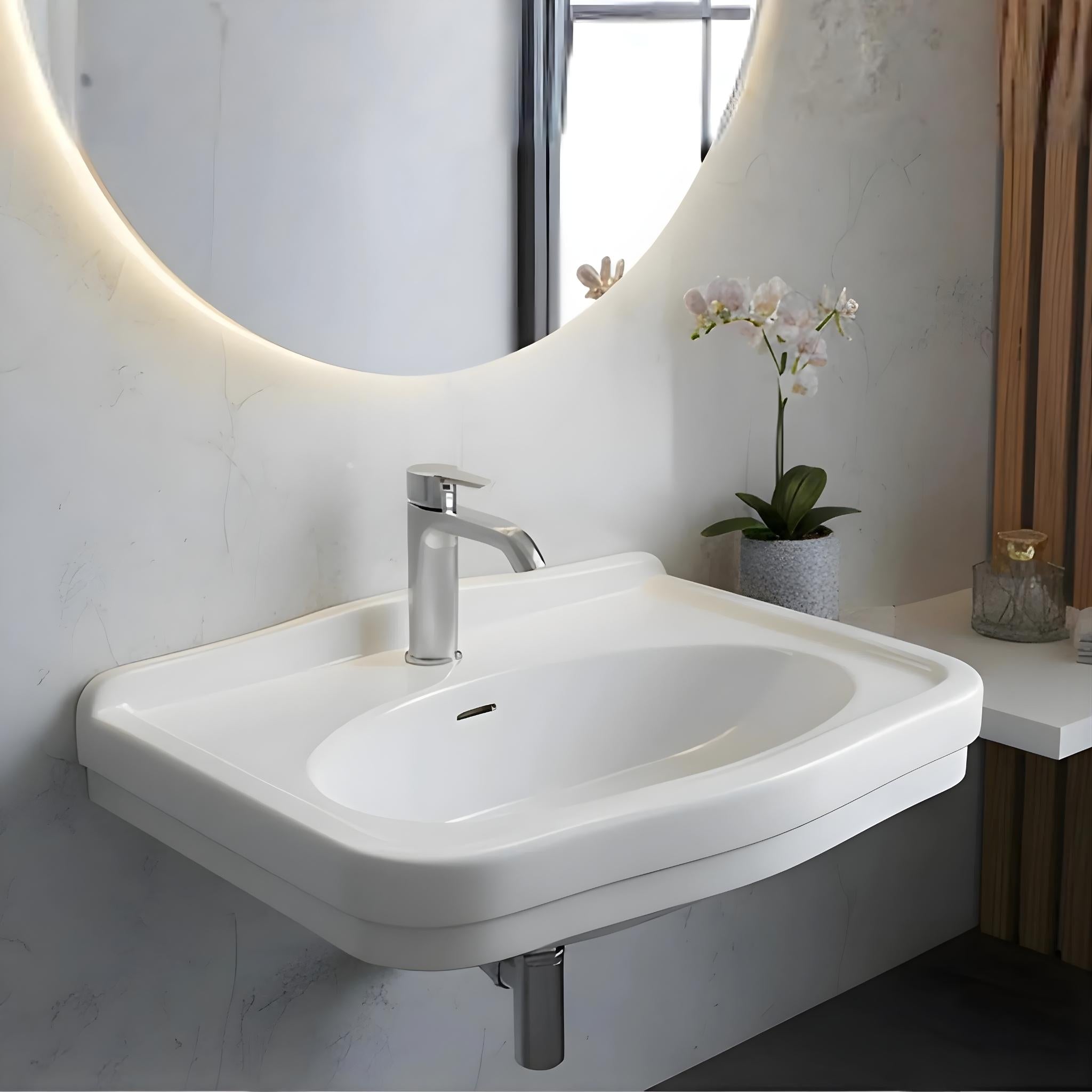 TURNER HASTINGS CLAREMONT WALL HUNG BASIN GLOSS WHITE 680MM
