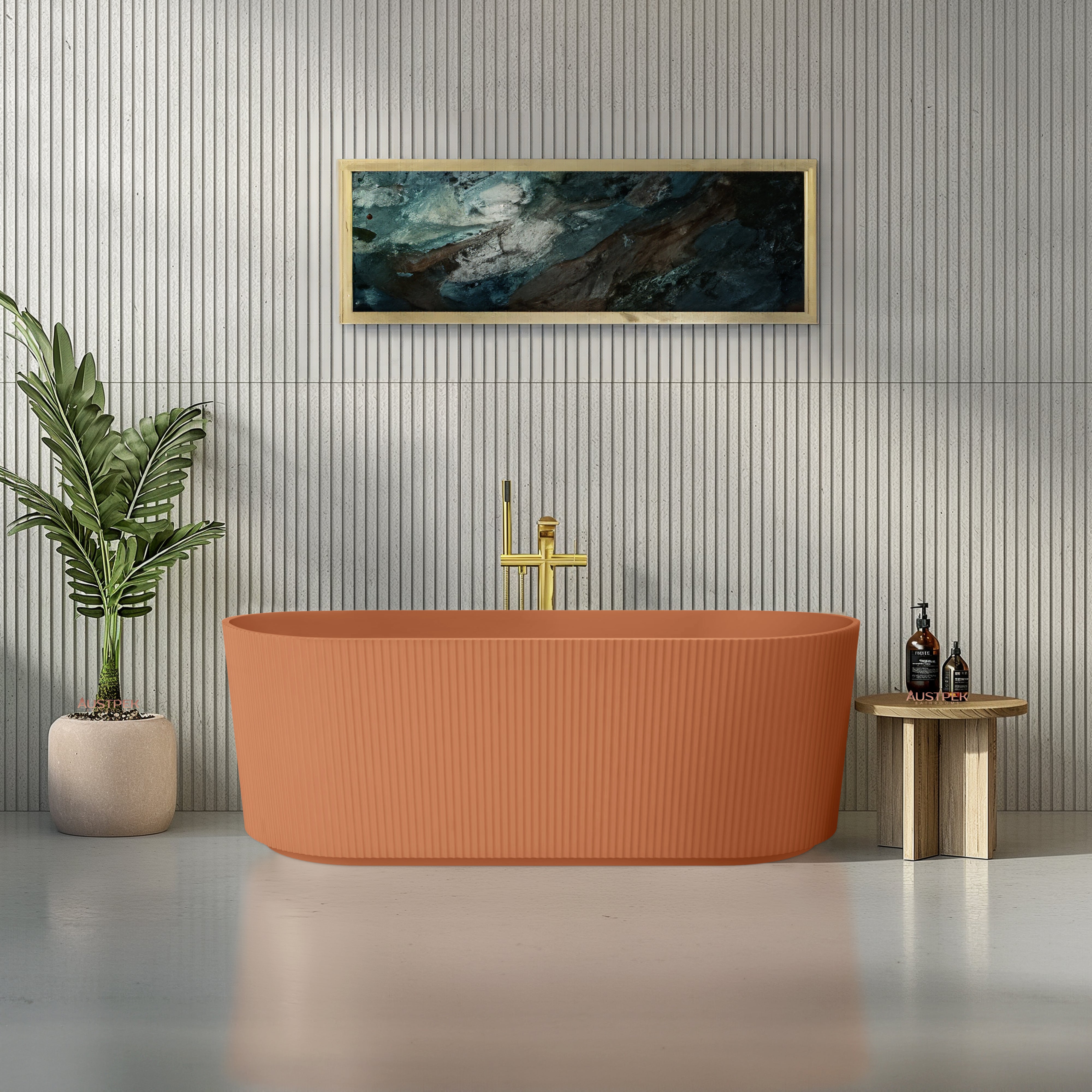 LINSOL CLEO FREESTANDING BATHTUB OUTBACK ORANGE (AVAILABLE IN 1500MM AND 1700MM)
