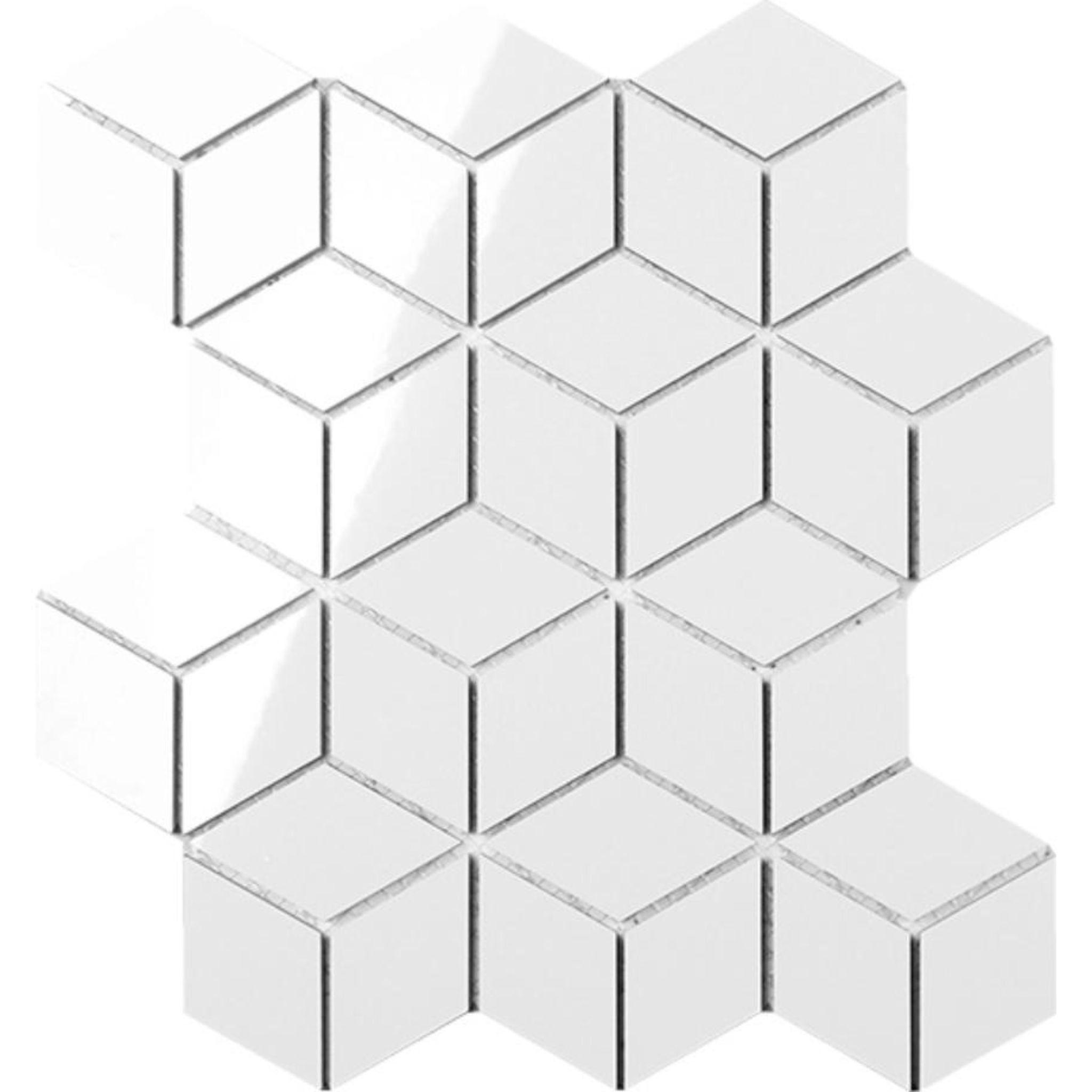 EVERSTONE POLAR SPACE DIAMOND CUBE GLOSSY 258X298MM RECTANGLE MOSAIC TILE