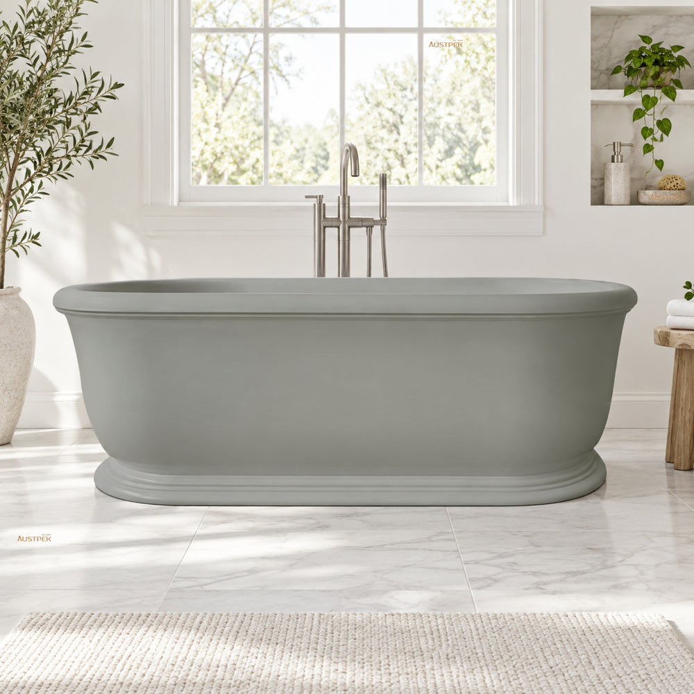 TURNER HASTINGS CAMDEN TITANCAST FREESTANDING NON OVERFLOW BATHTUB INDUSTRIAL GREY 1800MM