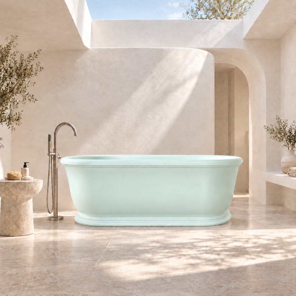 TURNER HASTINGS CAMDEN TITANCAST FREESTANDING OVERFLOW BATHTUB FROSTY MINT 1800MM