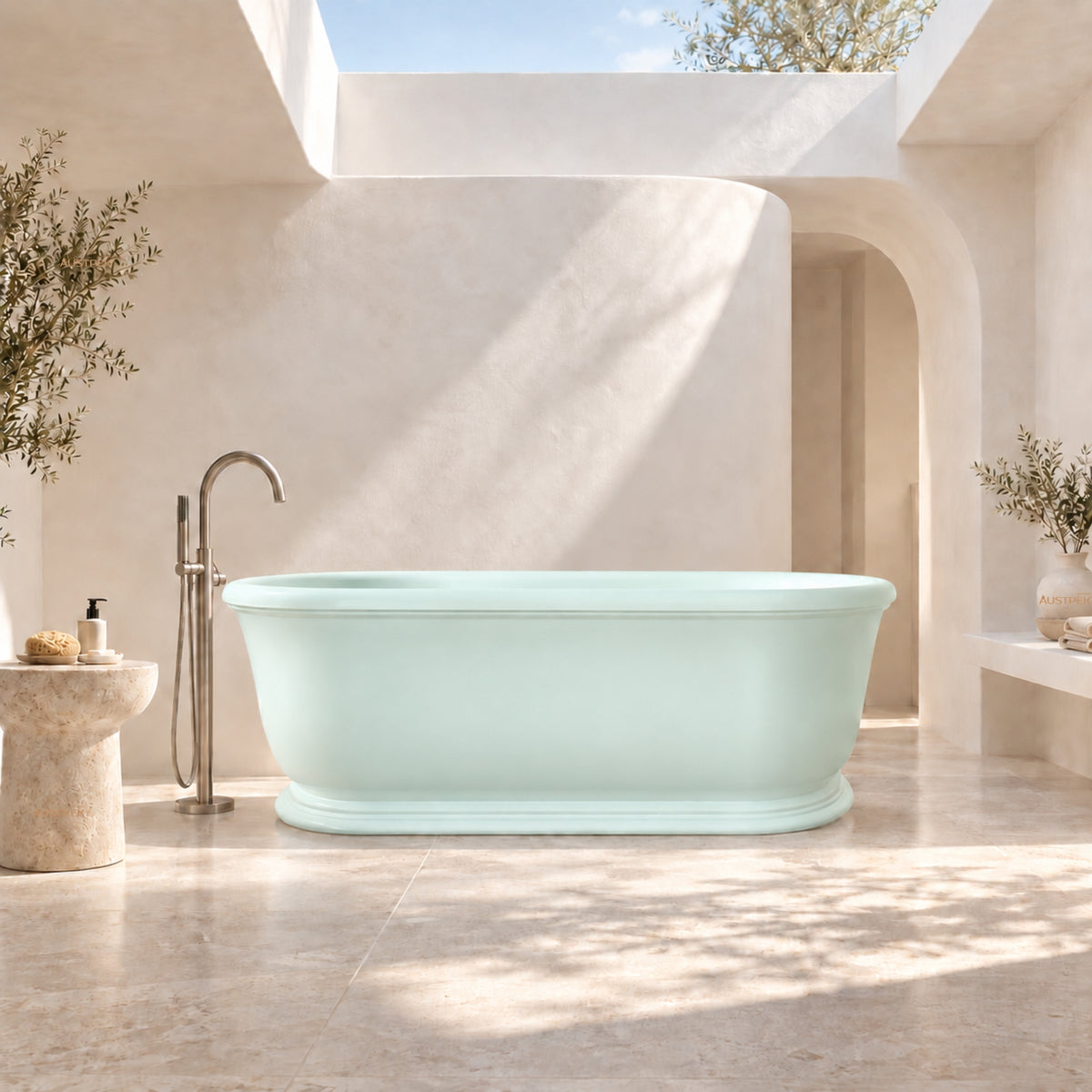 TURNER HASTINGS CAMDEN TITANCAST FREESTANDING OVERFLOW BATHTUB FROSTY MINT 1800MM