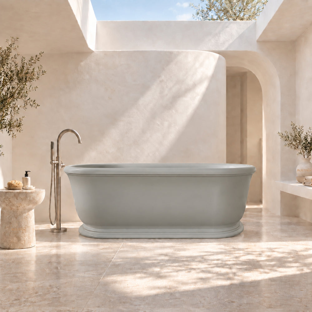 TURNER HASTINGS CAMDEN TITANCAST FREESTANDING OVERFLOW BATHTUB INDUSTRIAL GREY 1800MM