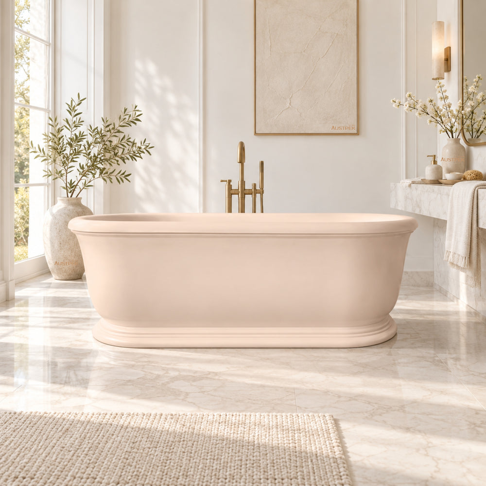 TURNER HASTINGS CAMDEN TITANCAST FREESTANDING NON OVERFLOW BATHTUB SOFT PEACH 1800MM