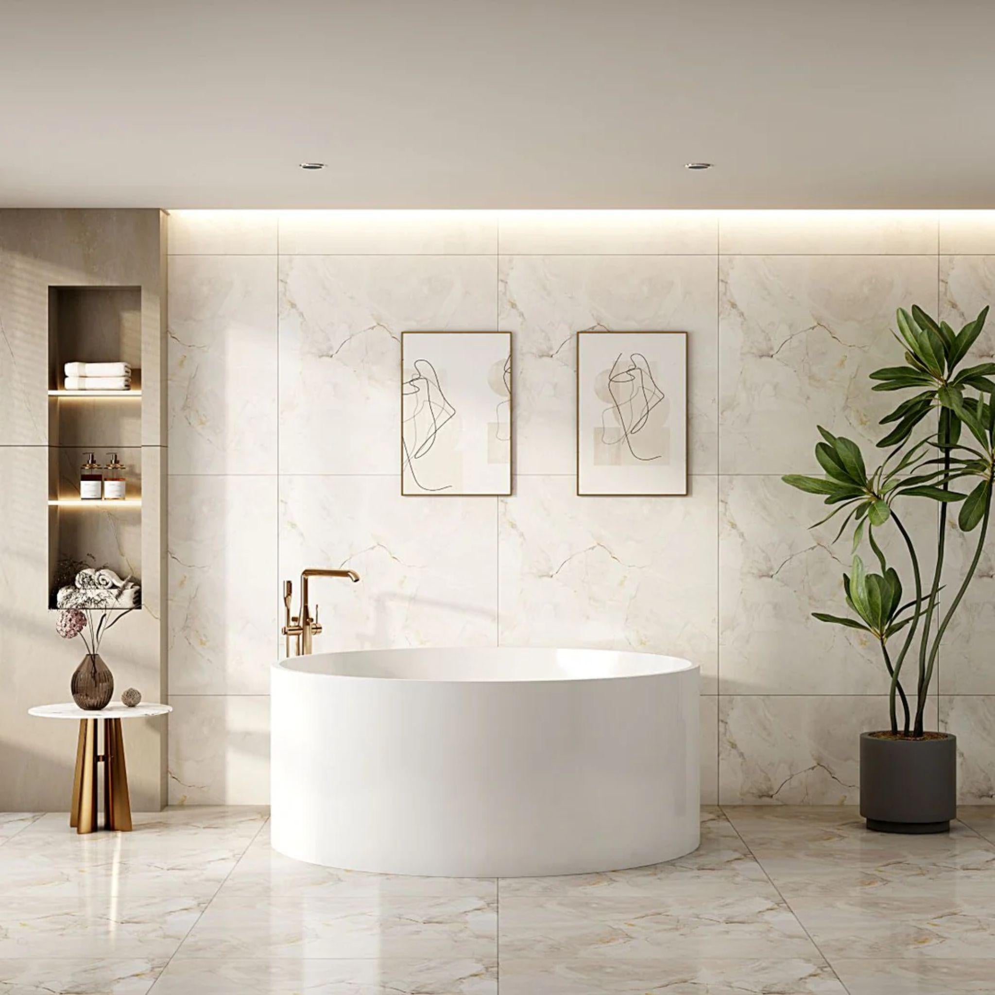 MERCIO COLE FREESTANDING ACRYLIC BATHTUB GLOSS WHITE 1400MM