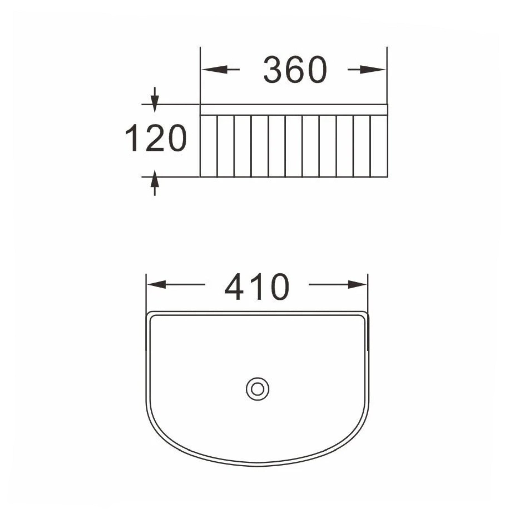 MERCIO CORA FLUTED ARCH ABOVE COUNTER BASIN GLOSS WHITE 410MM