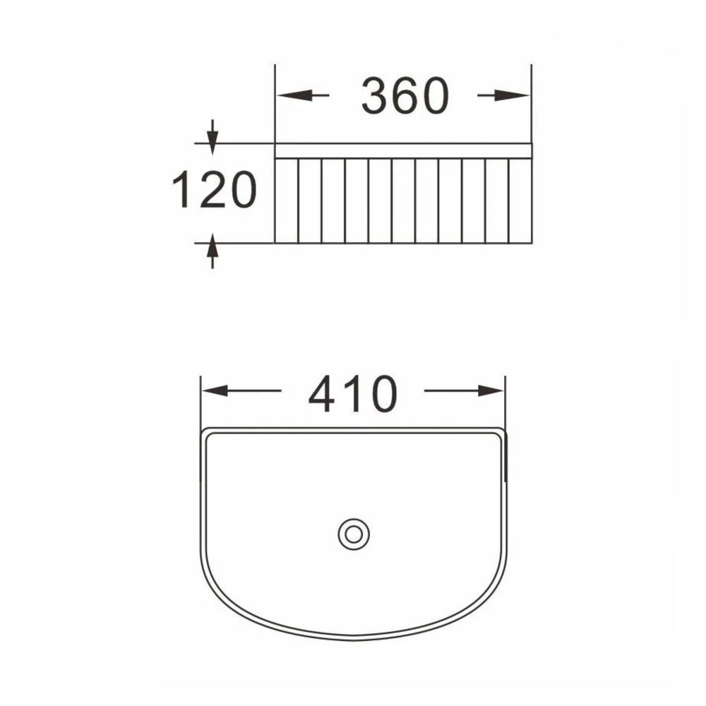 MERCIO CORA FLUTED ARCH ABOVE COUNTER BASIN GLOSS WHITE 410MM