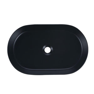 MERCIO CORA FLUTED OVAL ABOVE COUNTER BASIN MATTE BLACK 580MM