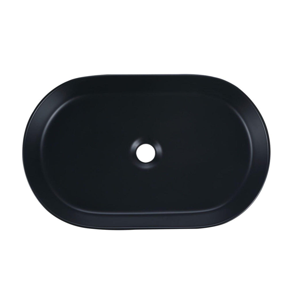 MERCIO CORA FLUTED OVAL ABOVE COUNTER BASIN MATTE BLACK 580MM