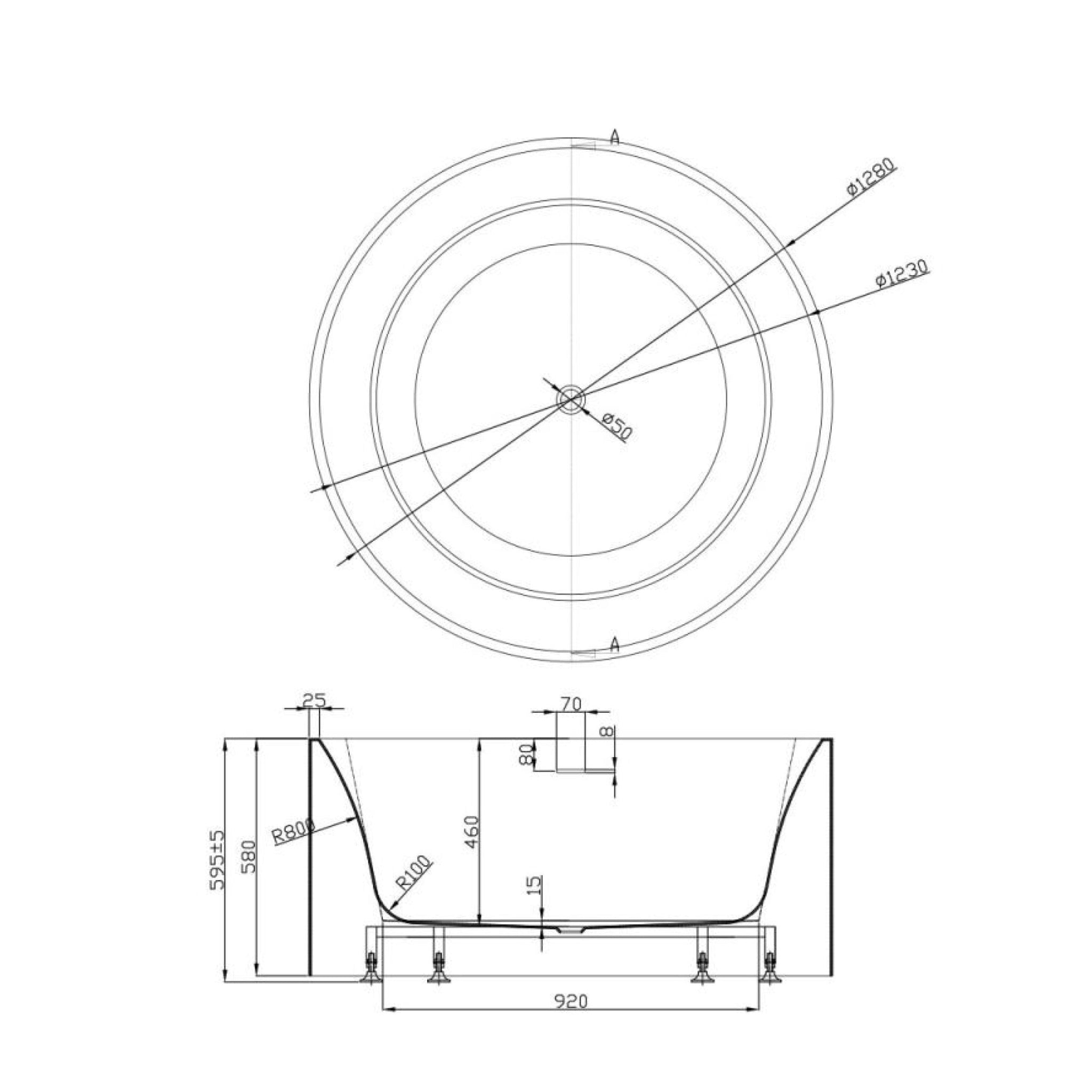 CETO COMO FREESTANDING BATHTUB GLOSS WHITE 1280MM