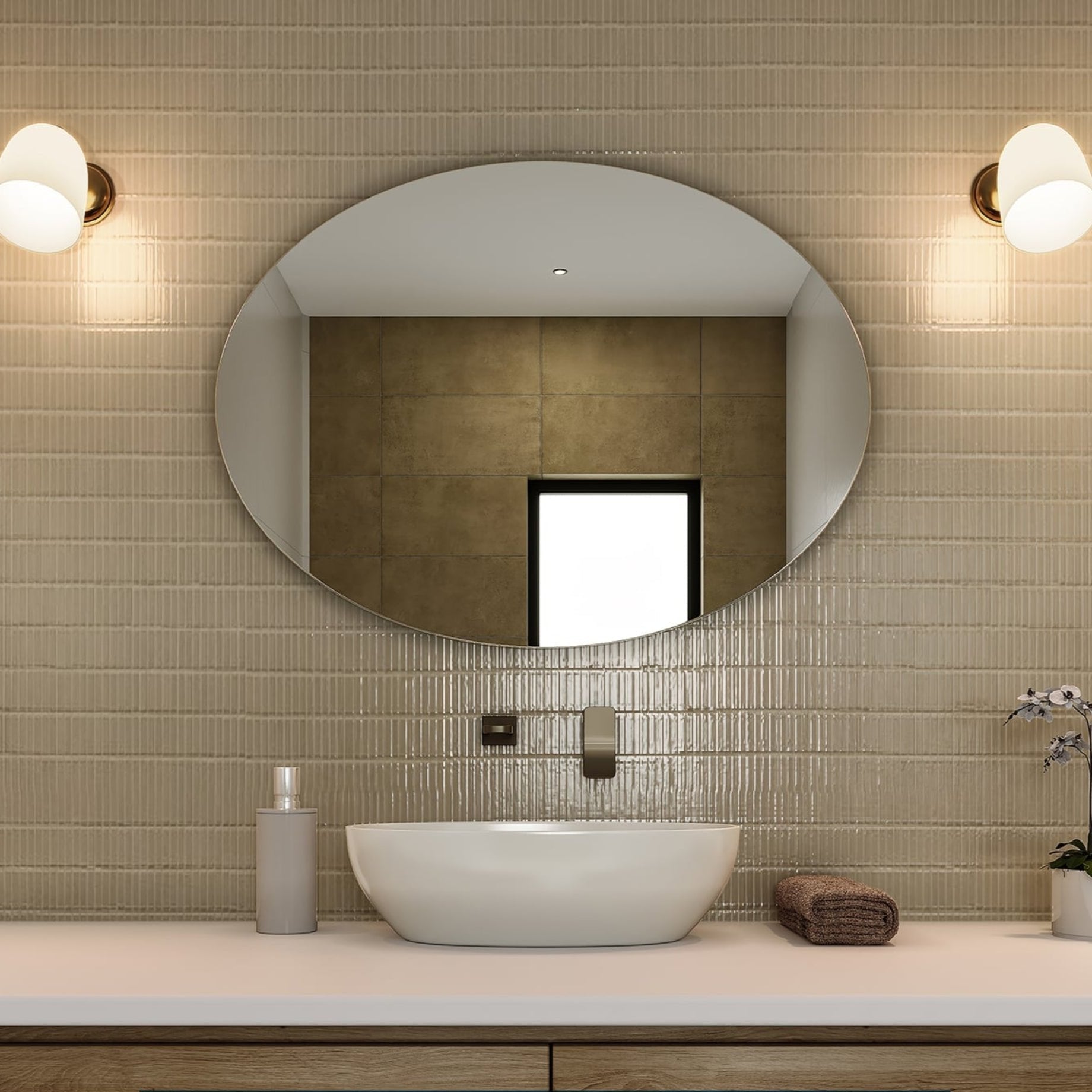 THERMOGROUP ABLAZE OVAL POLISHED EDGE MIRROR 750X900MM