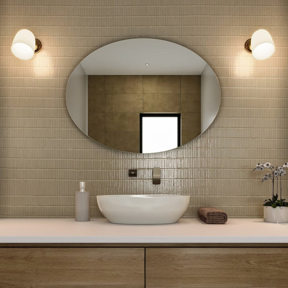 THERMOGROUP ABLAZE OVAL POLISHED EDGE MIRROR WITH DEMISTER 750X900MM