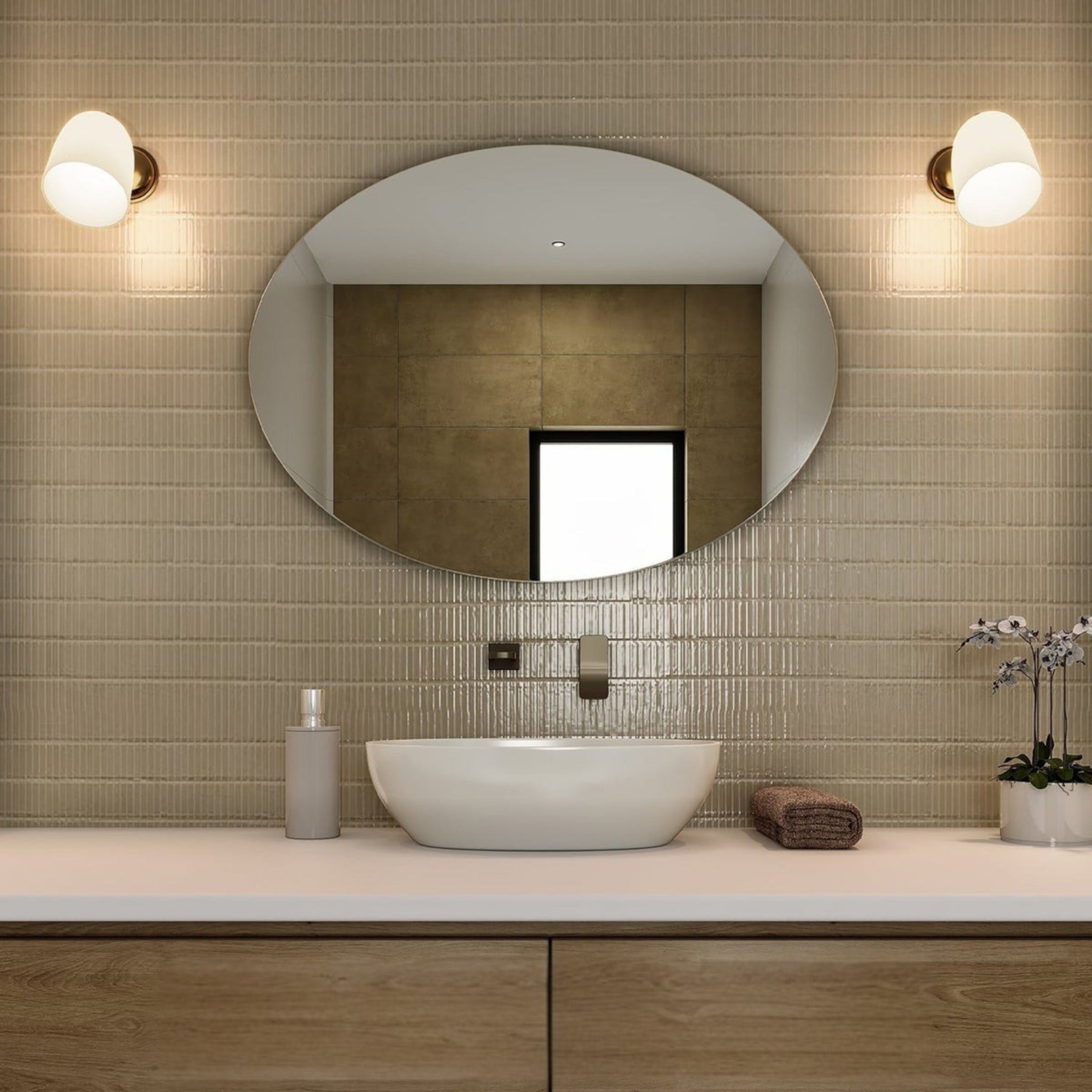 THERMOGROUP ABLAZE OVAL POLISHED EDGE MIRROR WITH DEMISTER 750X900MM