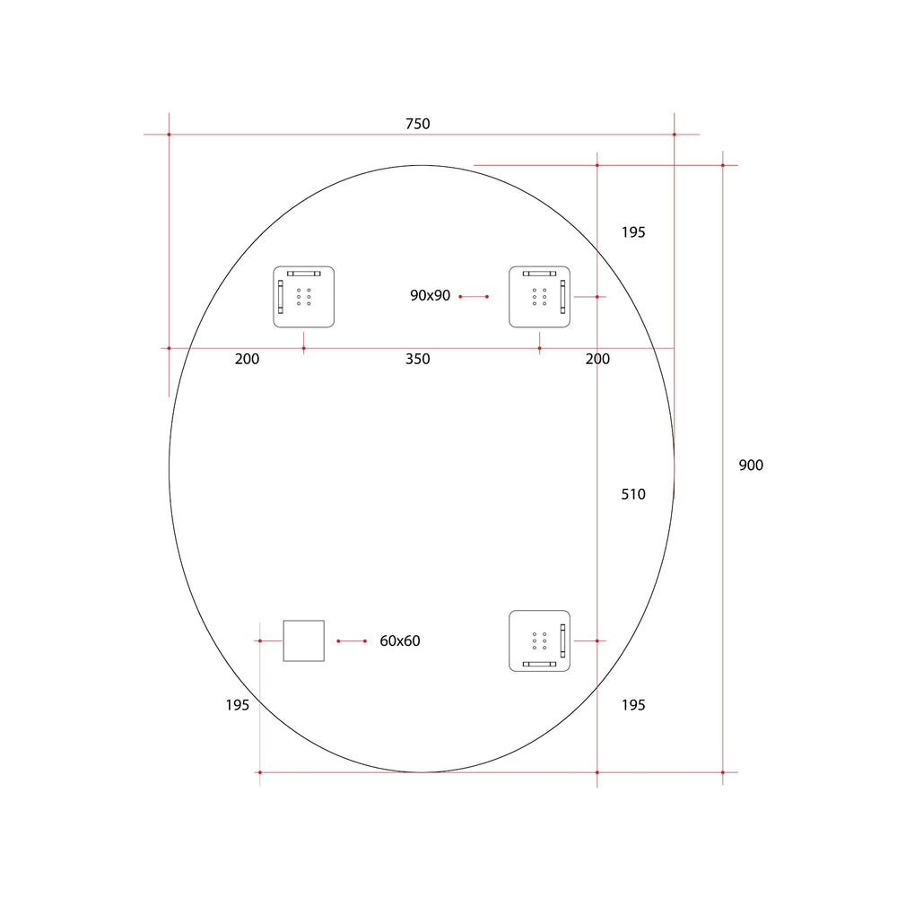 THERMOGROUP ABLAZE OVAL POLISHED EDGE MIRROR 750X900MM