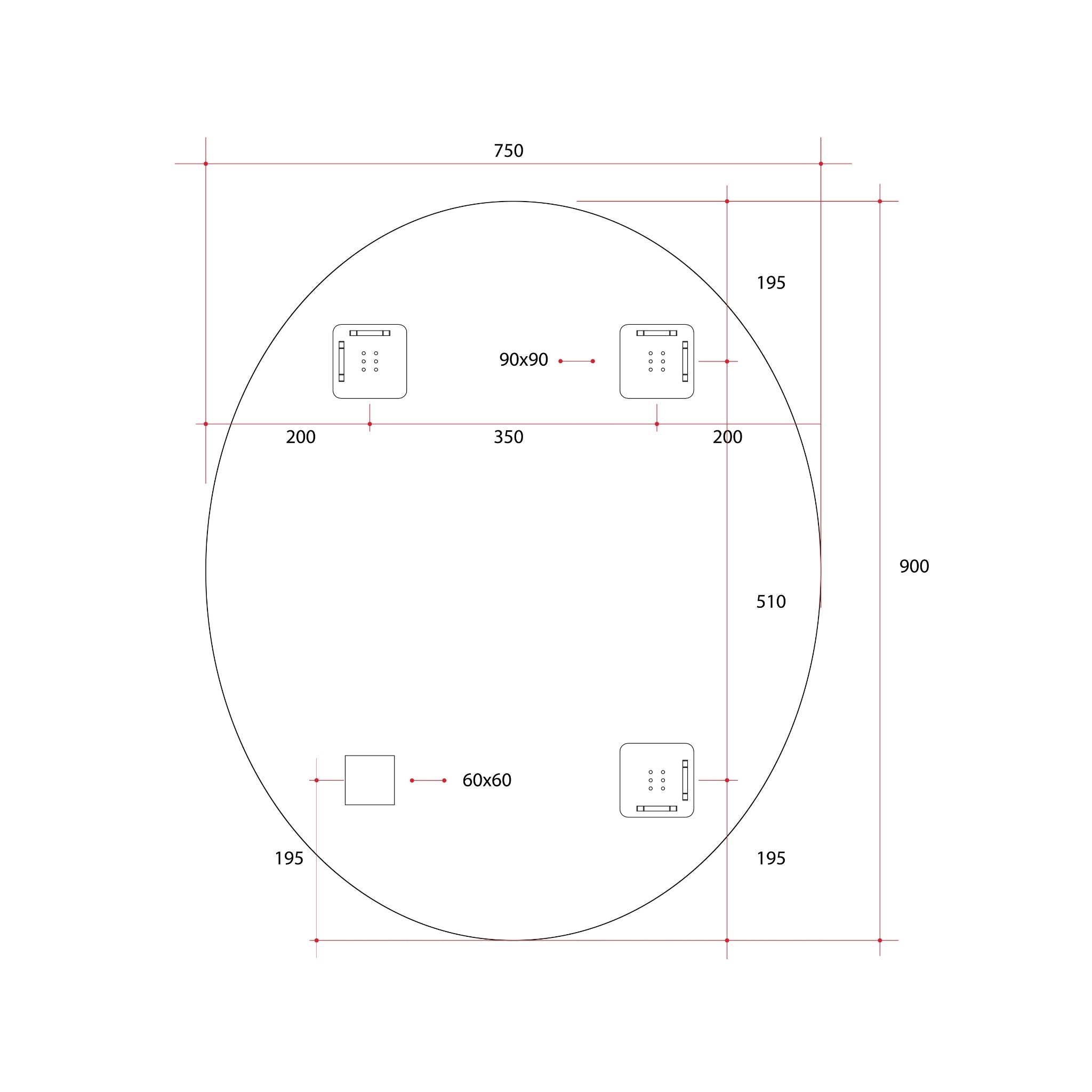 THERMOGROUP ABLAZE OVAL POLISHED EDGE MIRROR 750X900MM