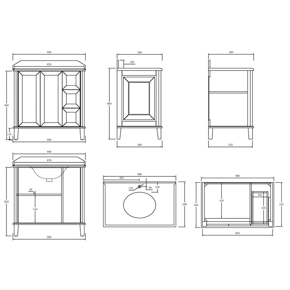 TURNER HASTINGS COVENTRY SATIN WHITE 900MM SINGLE BOWL FLOOR STANDING VANITY PACKAGE
