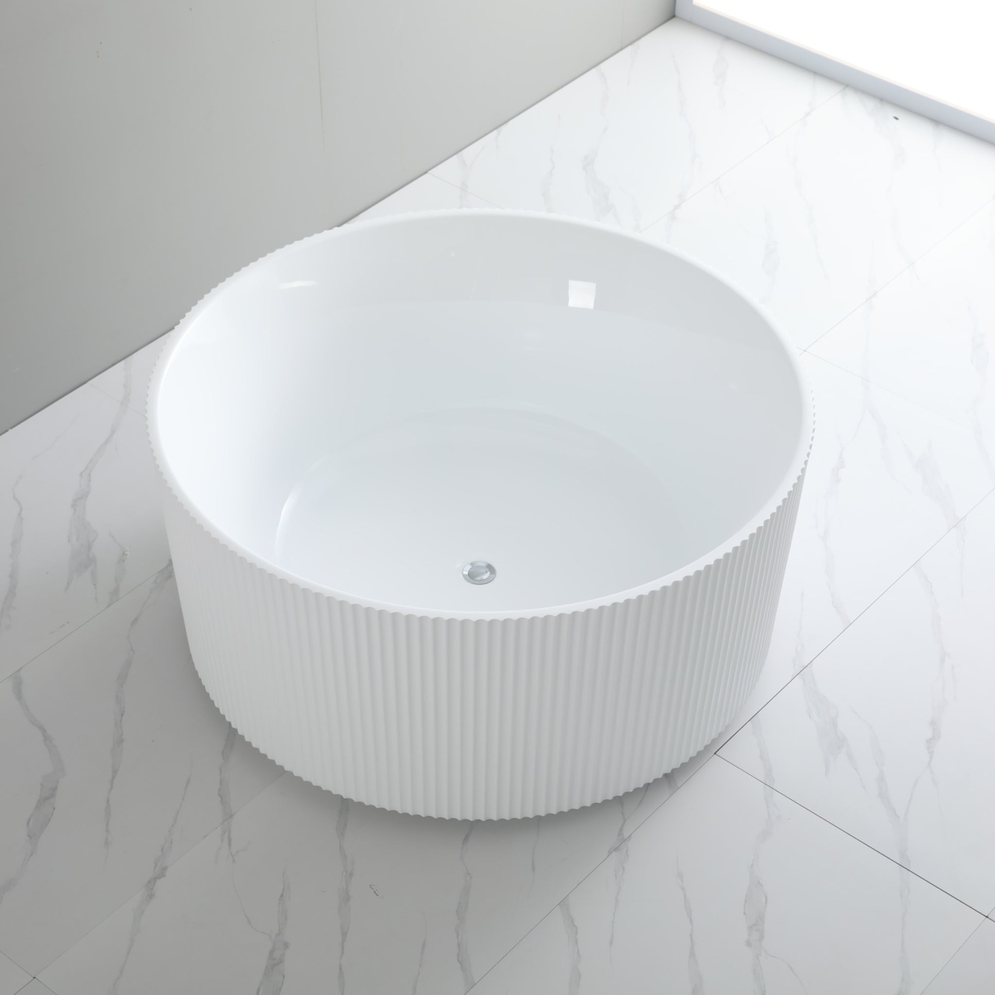 CETO COMO GROOVE FREESTANDING BATHTUB MATTE WHITE OVERFLOW 1280MM