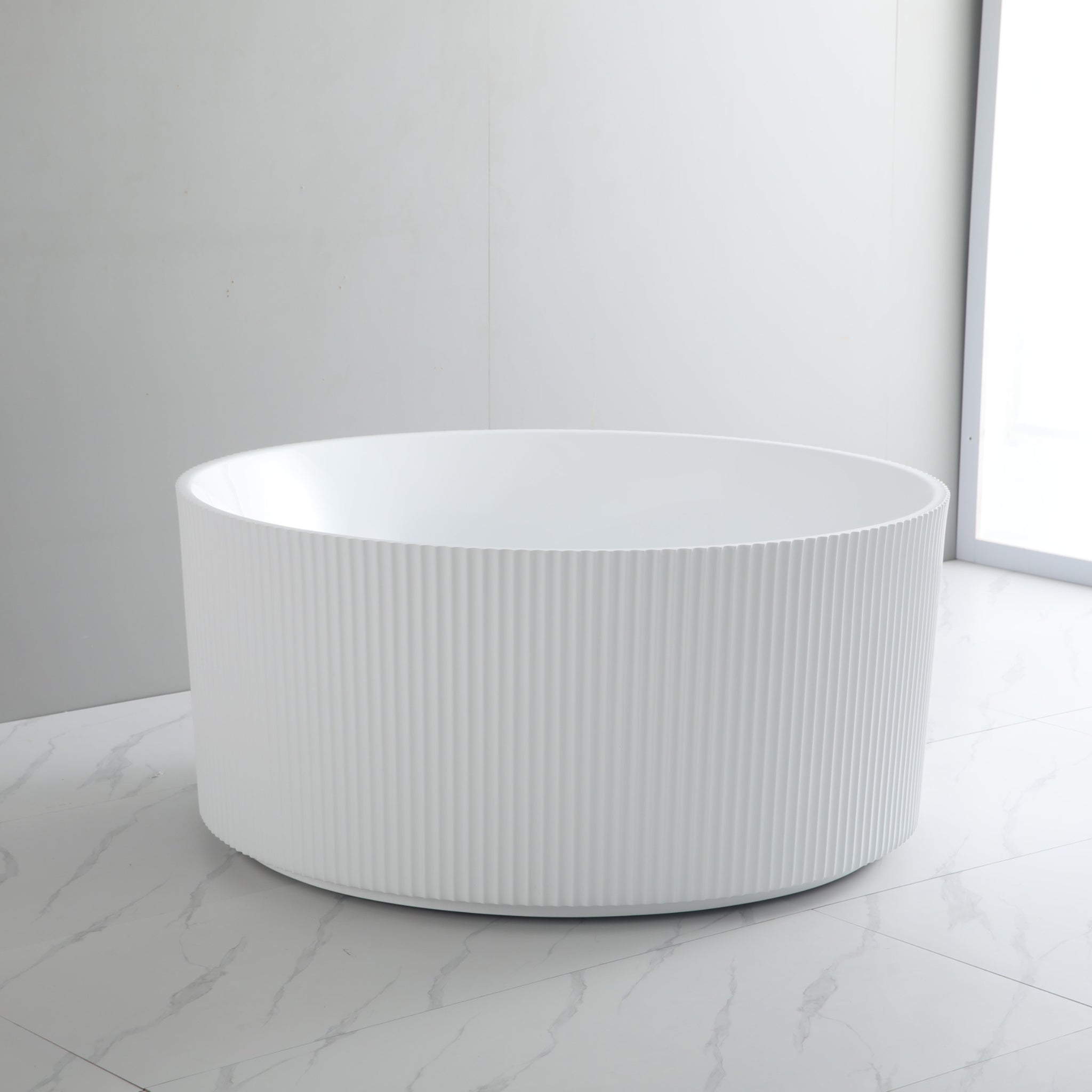 CETO COMO GROOVE FREESTANDING BATHTUB MATTE WHITE OVERFLOW 1280MM