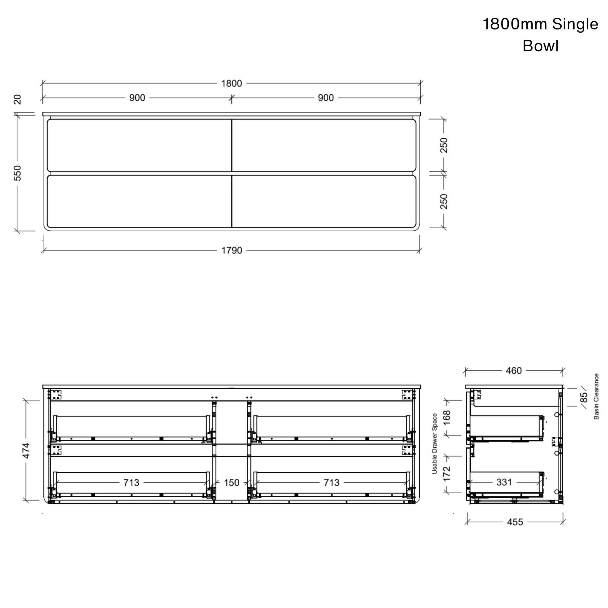 TIMBERLINE COLBY CUSTOM WALL HUNG VANITY (ALL SIZING)