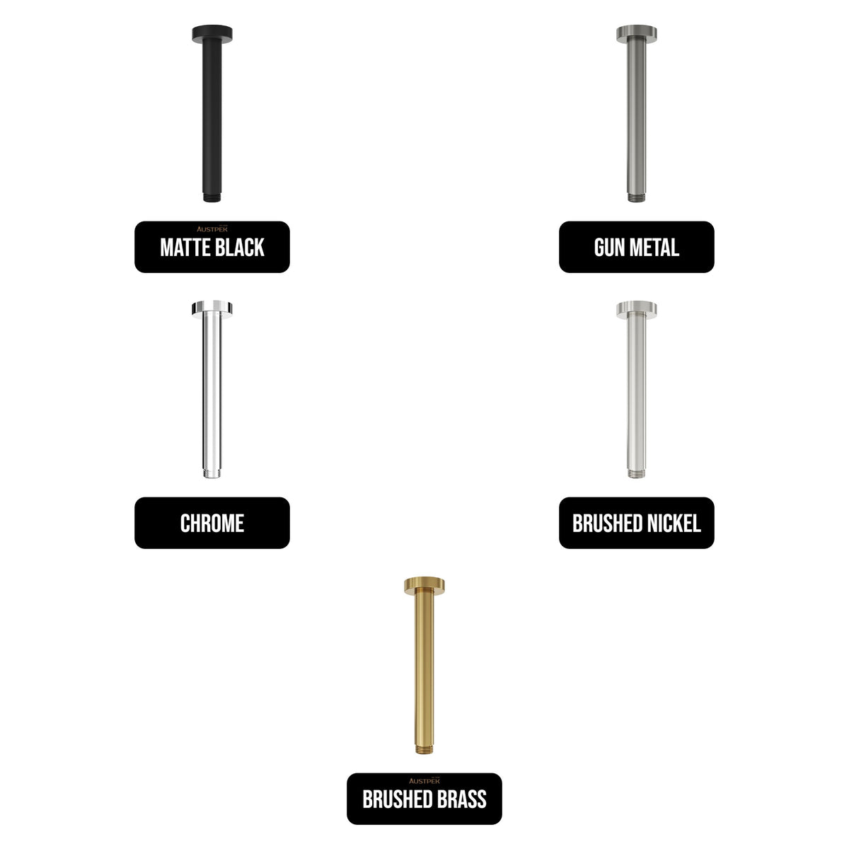 LINSOL CORSICA ROUND CEILING ARM 200MM GUN METAL