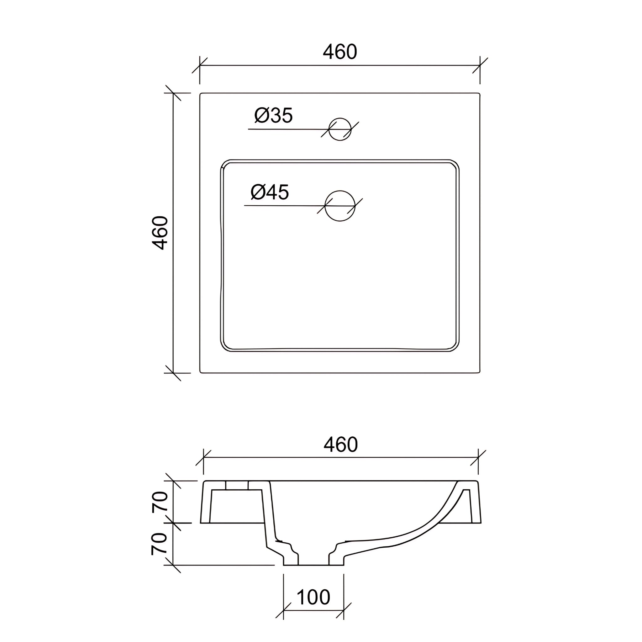 TIMBERLINE COVE GRAND INSET BASIN GLOSS WHITE 460MM
