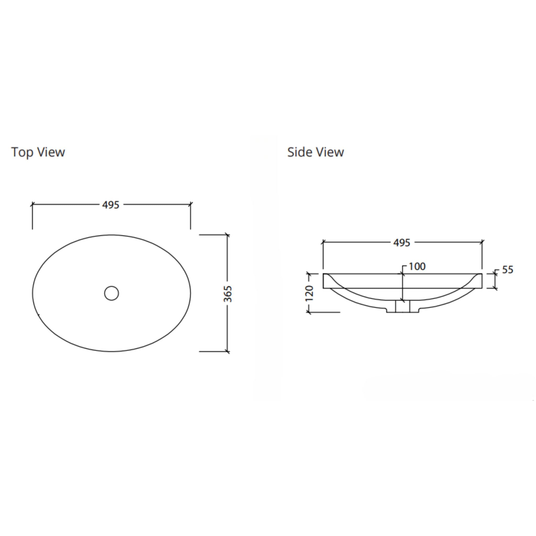 DUROCLASS COAST SEMI INSET BASIN GLOSS WHITE 495MM