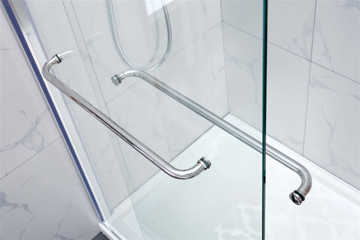 COVEY WALL TO WALL FRAMELESS DOUBLE SLIDING BY-PASS DOOR SHOWER SCREEN CHROME