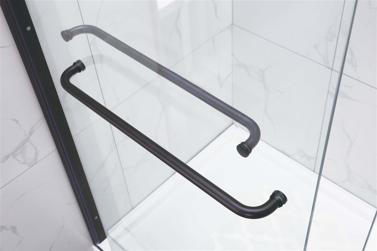 COVEY WALL TO WALL FRAMELESS DOUBLE SLIDING BY-PASS DOOR SHOWER SCREEN MATTE BLACK